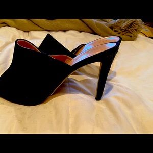 Never worn Kate Spade peep toe satin mules